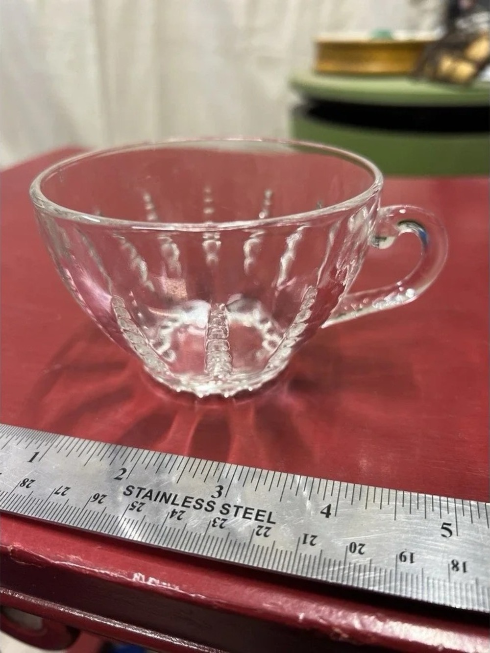 Clear Glass Tea Cup - Elegant Ribbed Design